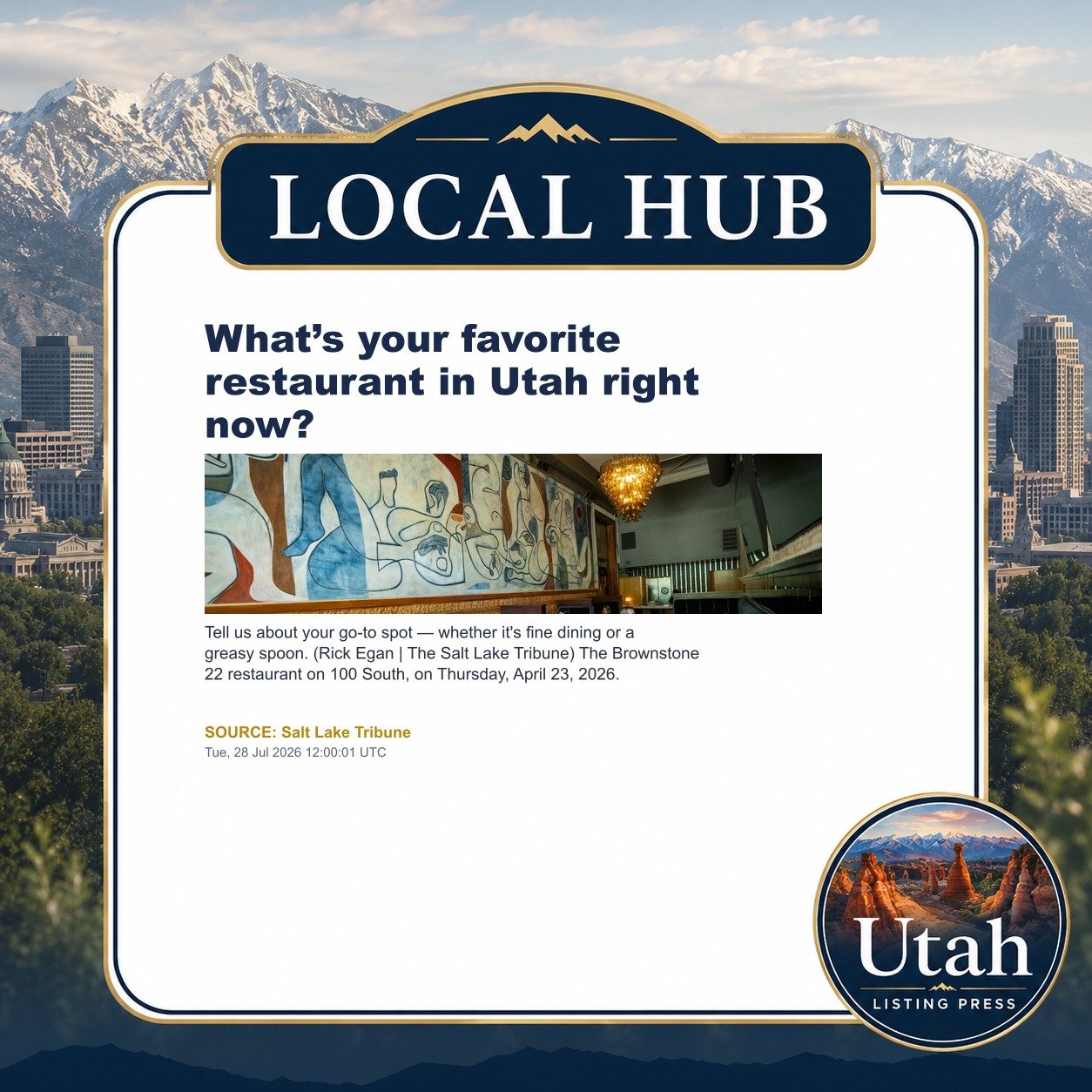 What’s your favorite restaurant in Utah right now?