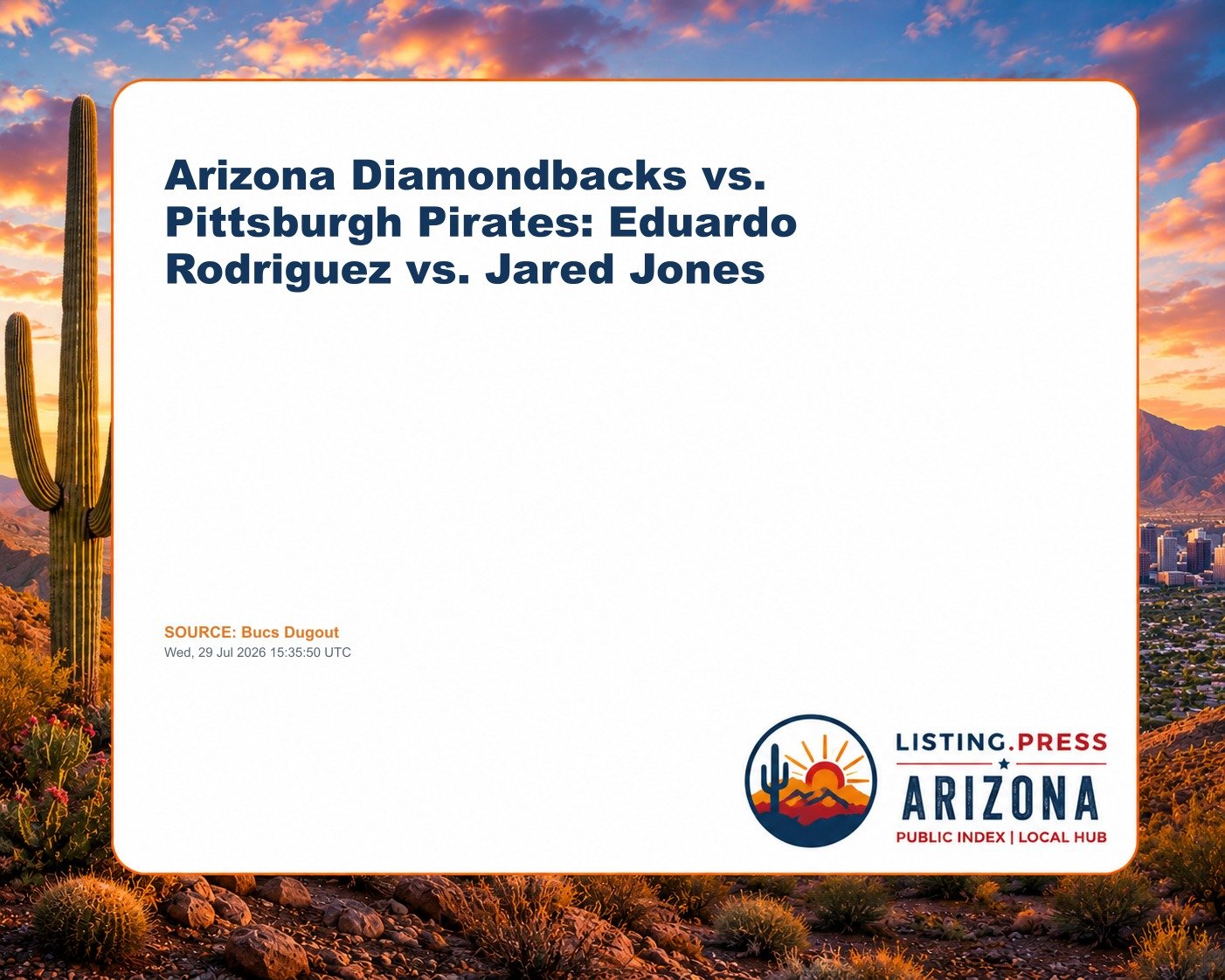 Arizona Diamondbacks vs. Pittsburgh Pirates: Eduardo Rodriguez vs. Jared Jones