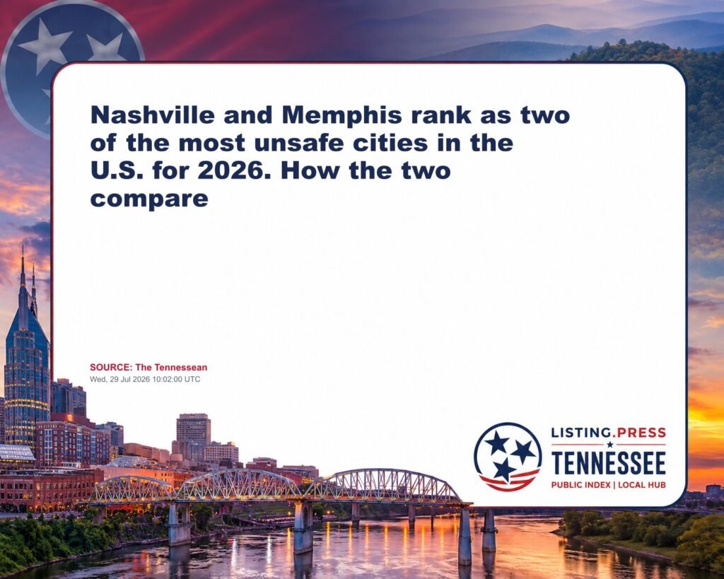 Nashville and Memphis rank as two of the most unsafe cities in the U.S. for 2026. How the two compare