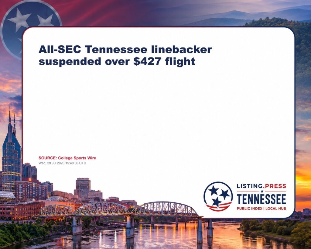All-SEC Tennessee linebacker suspended over $427 flight