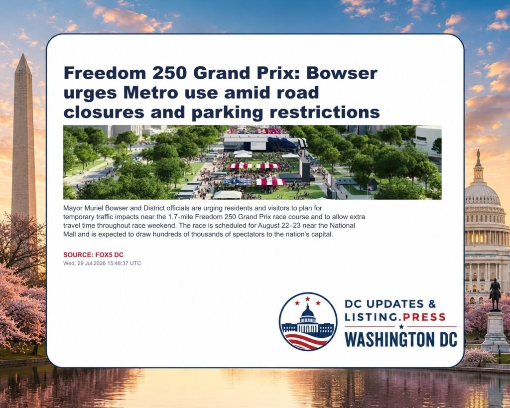 Freedom 250 Grand Prix: Bowser urges Metro use amid road closures and parking restrictions