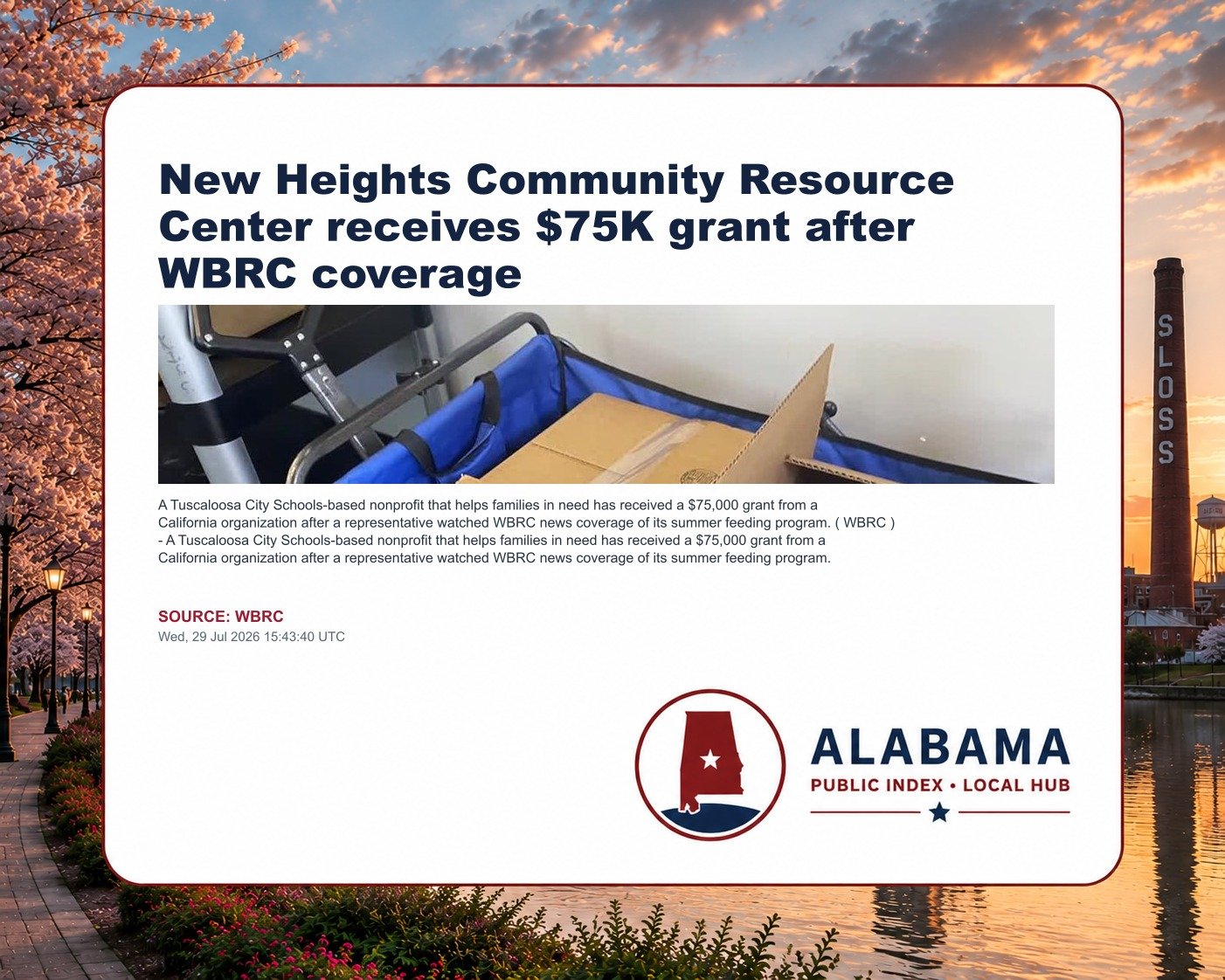 New Heights Community Resource Center receives $75K grant after WBRC coverage