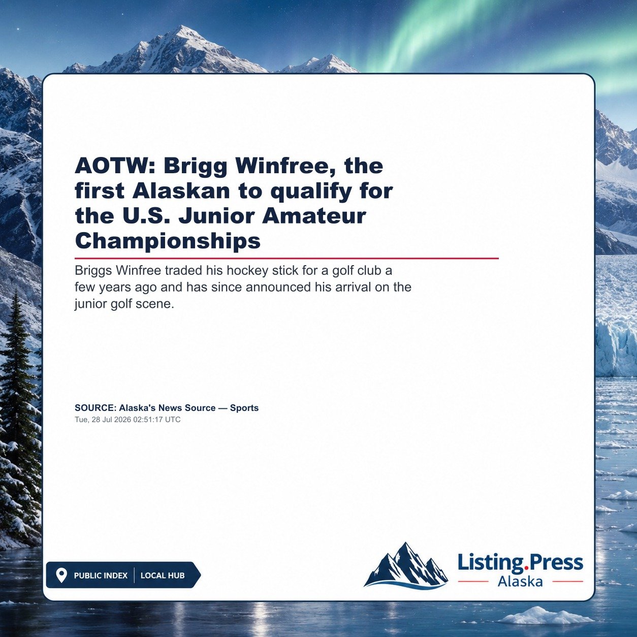 AOTW: Brigg Winfree, the first Alaskan to qualify for the U.S. Junior Amateur Championships