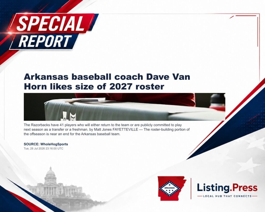 Arkansas baseball coach Dave Van Horn likes size of 2027 roster