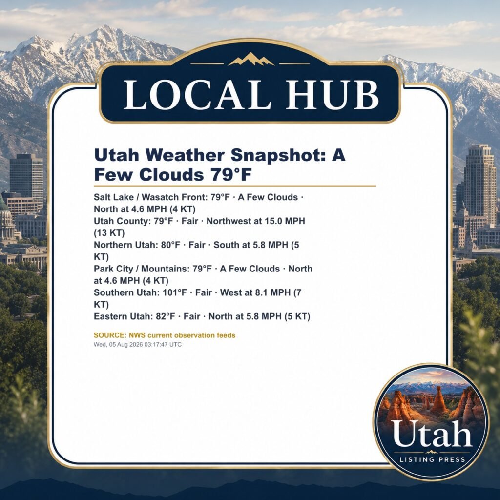 Utah Weather Snapshot: A Few Clouds 79°F