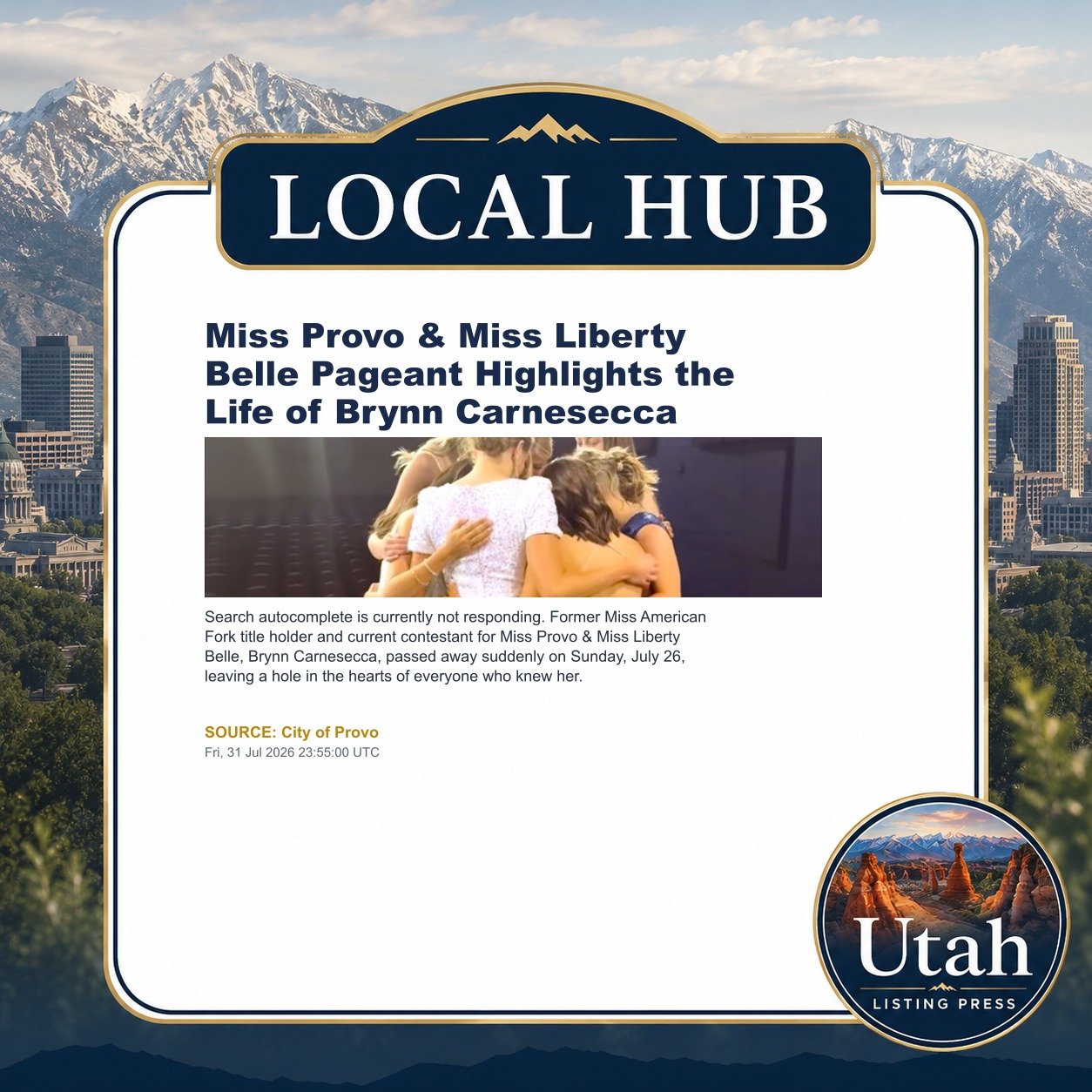Miss Provo & Miss Liberty Belle Pageant Highlights the Life of Brynn Carnesecca
