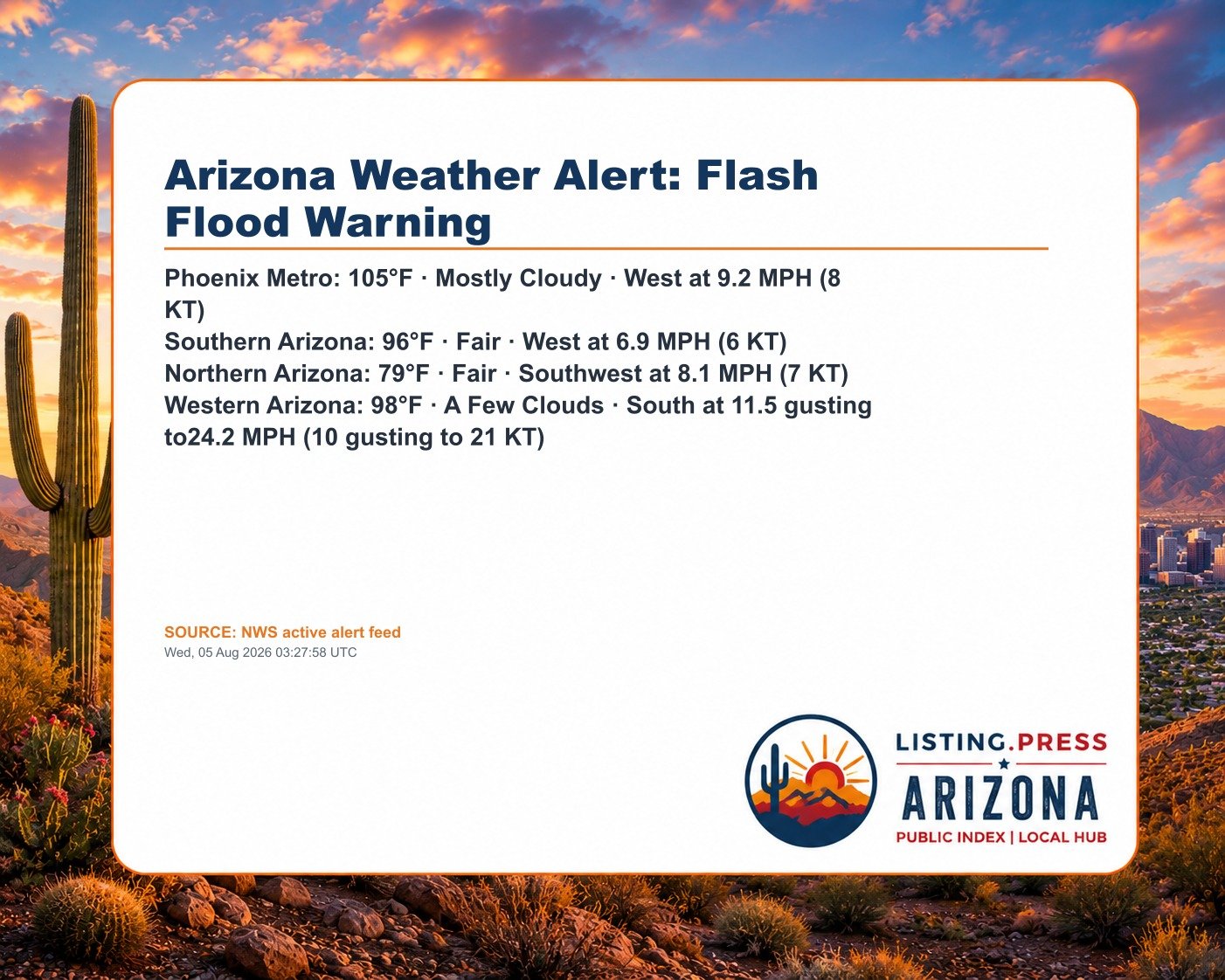 Arizona Weather Alert: Flash Flood Warning
