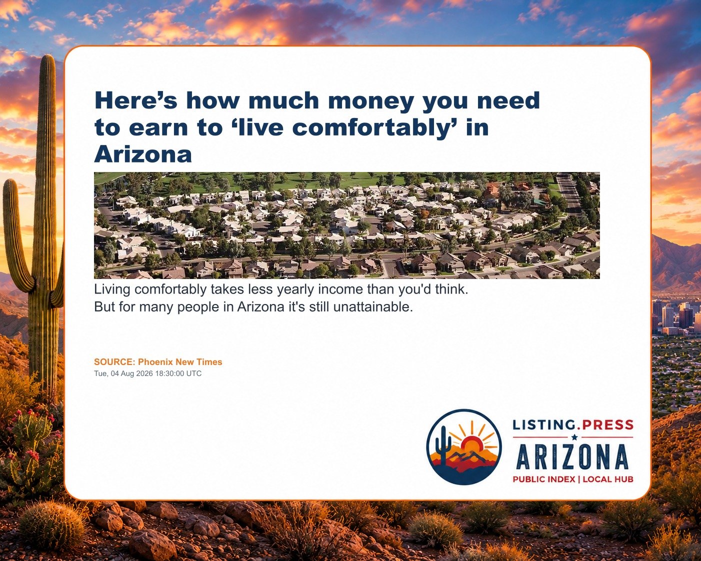 Here’s how much money you need to earn to ‘live comfortably’ in Arizona