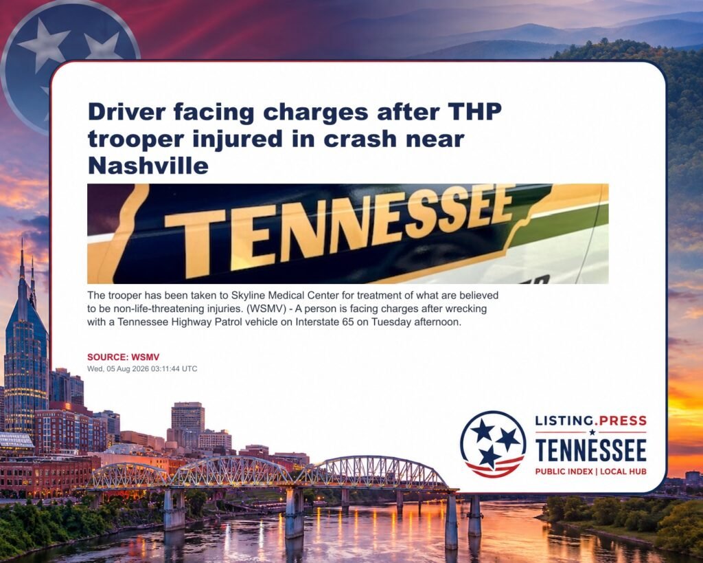 Driver facing charges after THP trooper injured in crash near Nashville