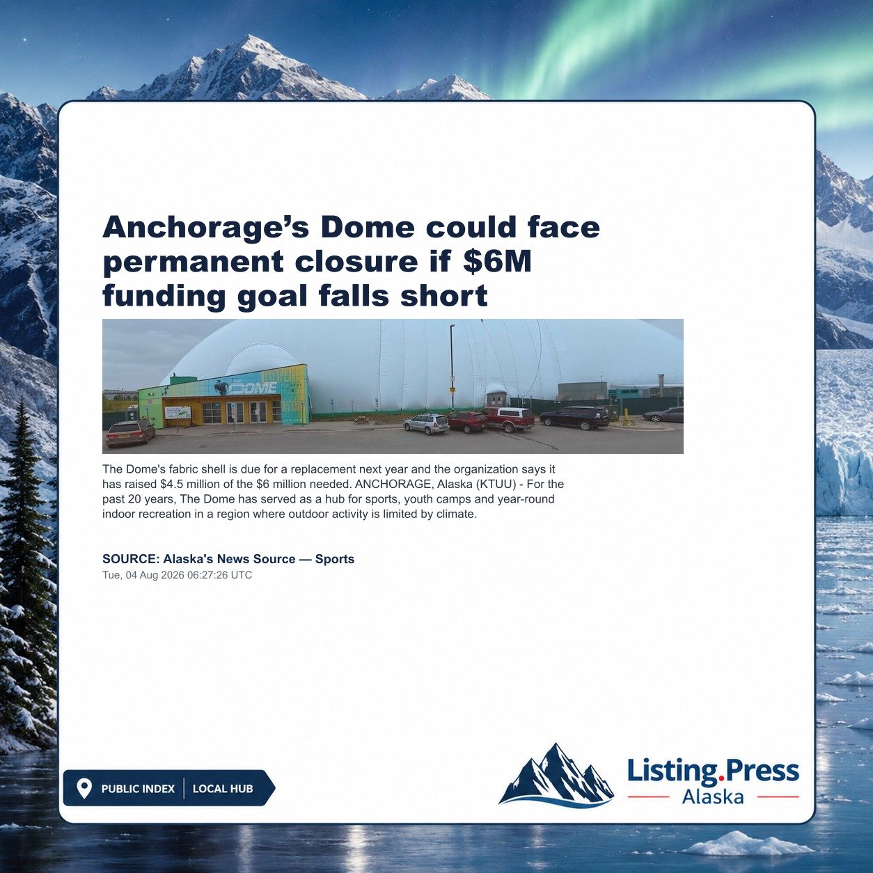 Anchorage’s Dome could face permanent closure if $6M funding goal falls short