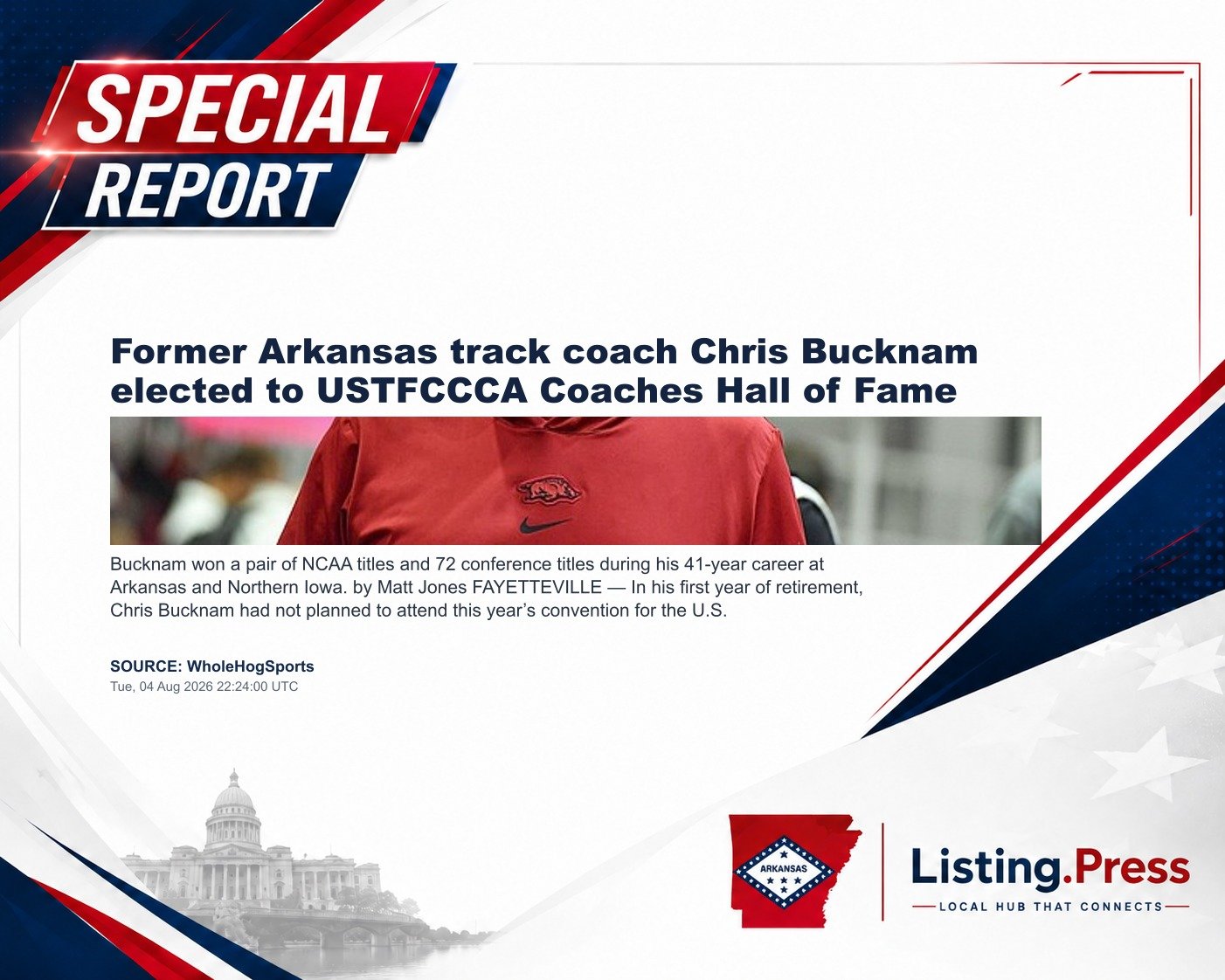 Former Arkansas track coach Chris Bucknam elected to USTFCCCA Coaches Hall of Fame