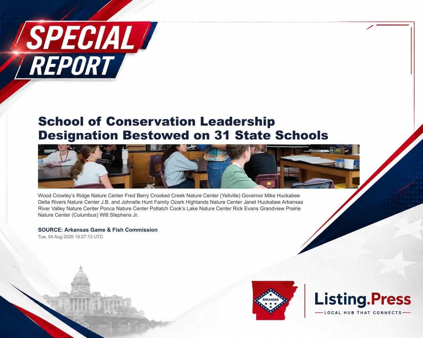 School of Conservation Leadership Designation Bestowed on 31 State Schools