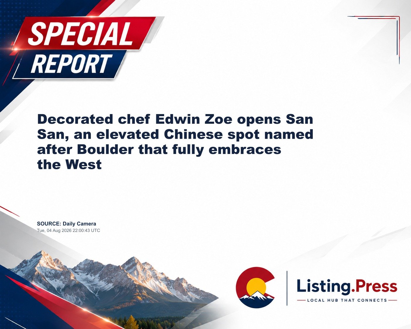 Decorated chef Edwin Zoe opens San San, an elevated Chinese spot named after Boulder that fully embraces the West
