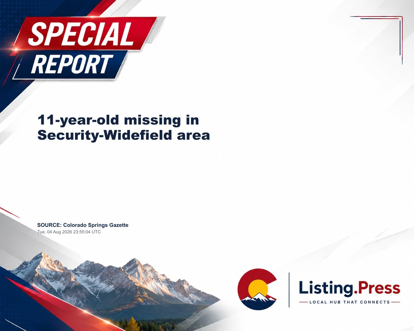 11-year-old missing in Security-Widefield area
