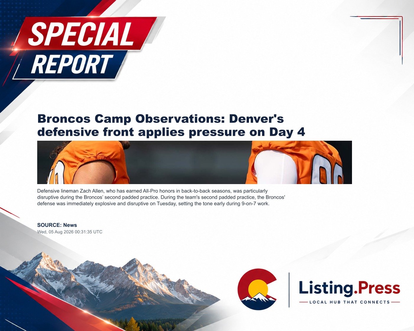 Broncos Camp Observations: Denver's defensive front applies pressure on Day 4