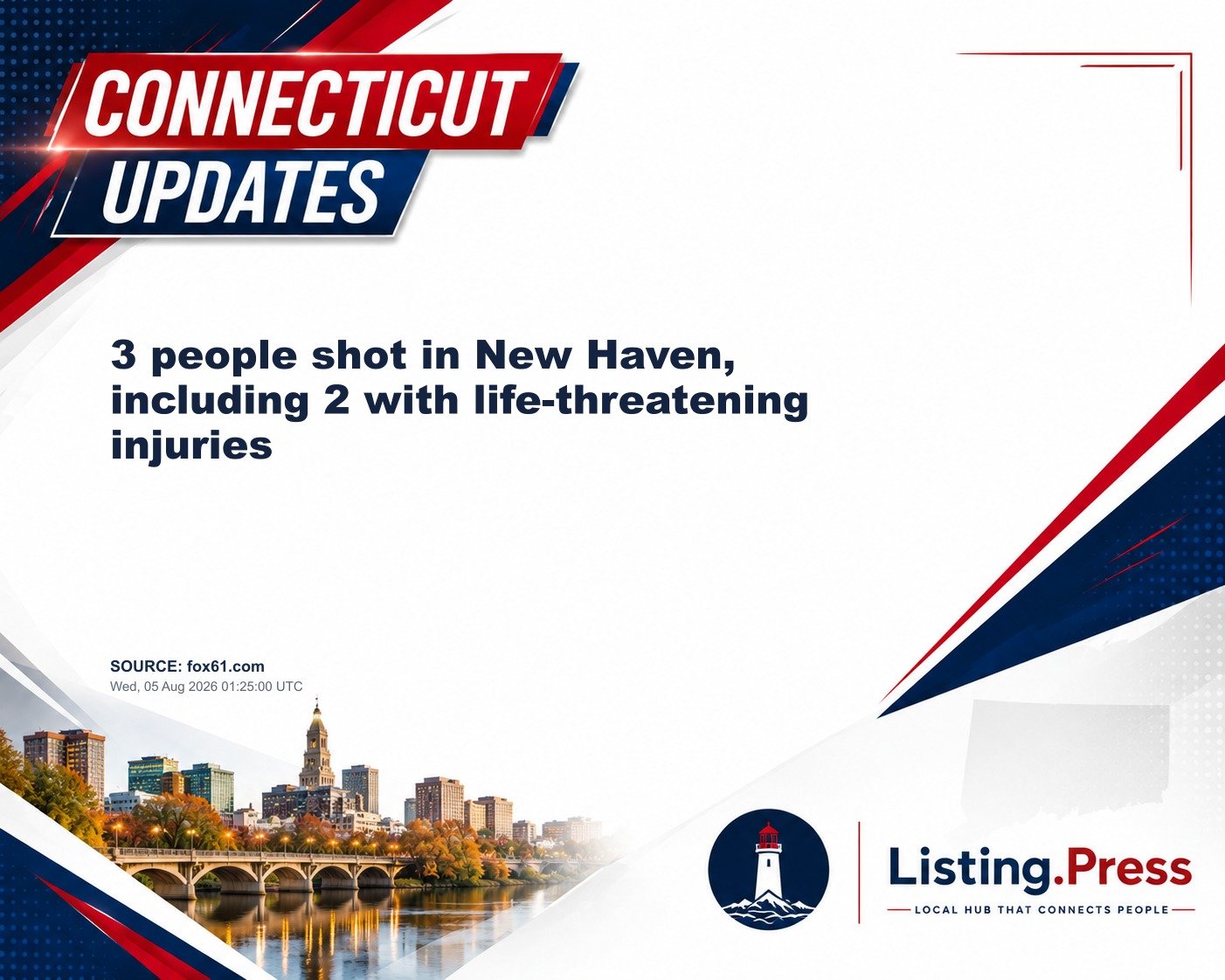 3 people shot in New Haven, including 2 with life-threatening injuries
