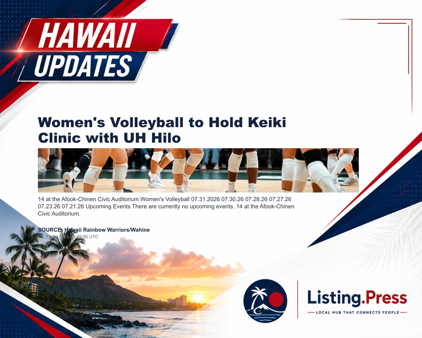 Women's Volleyball to Hold Keiki Clinic with UH Hilo