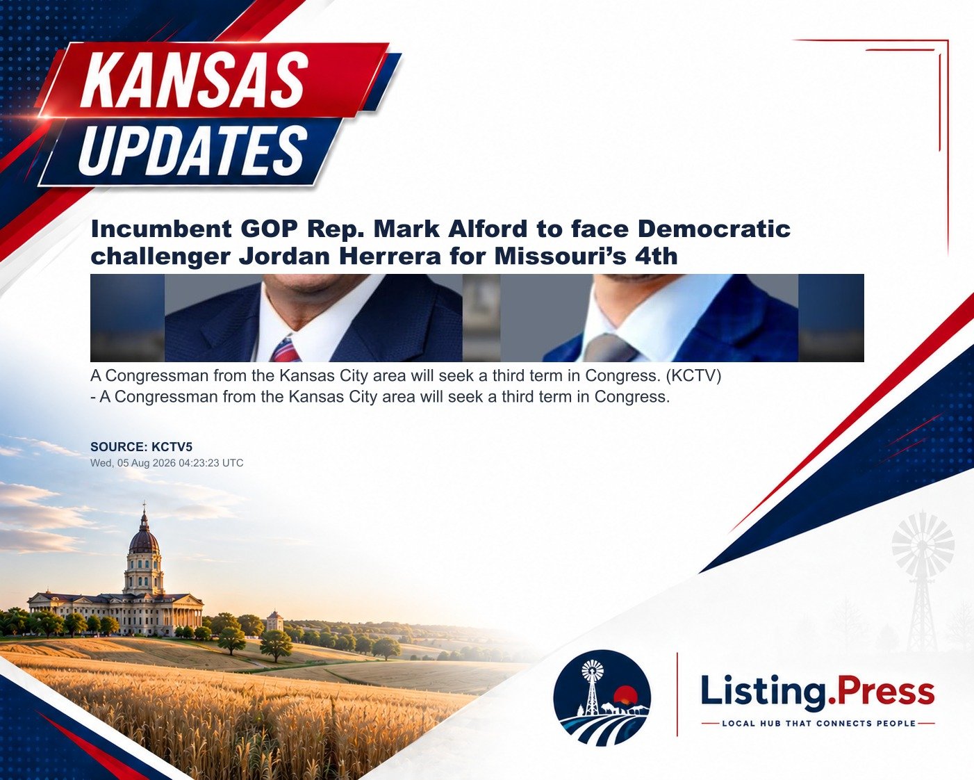 Incumbent GOP Rep. Mark Alford to face Democratic challenger Jordan Herrera for Missouri’s 4th