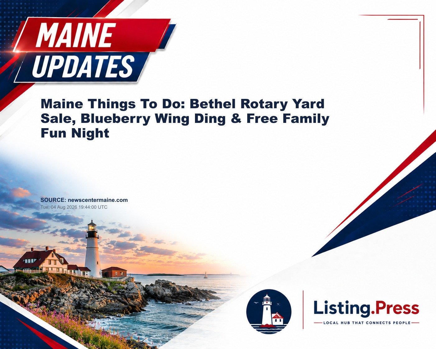 Maine Things To Do: Bethel Rotary Yard Sale, Blueberry Wing Ding & Free Family Fun Night