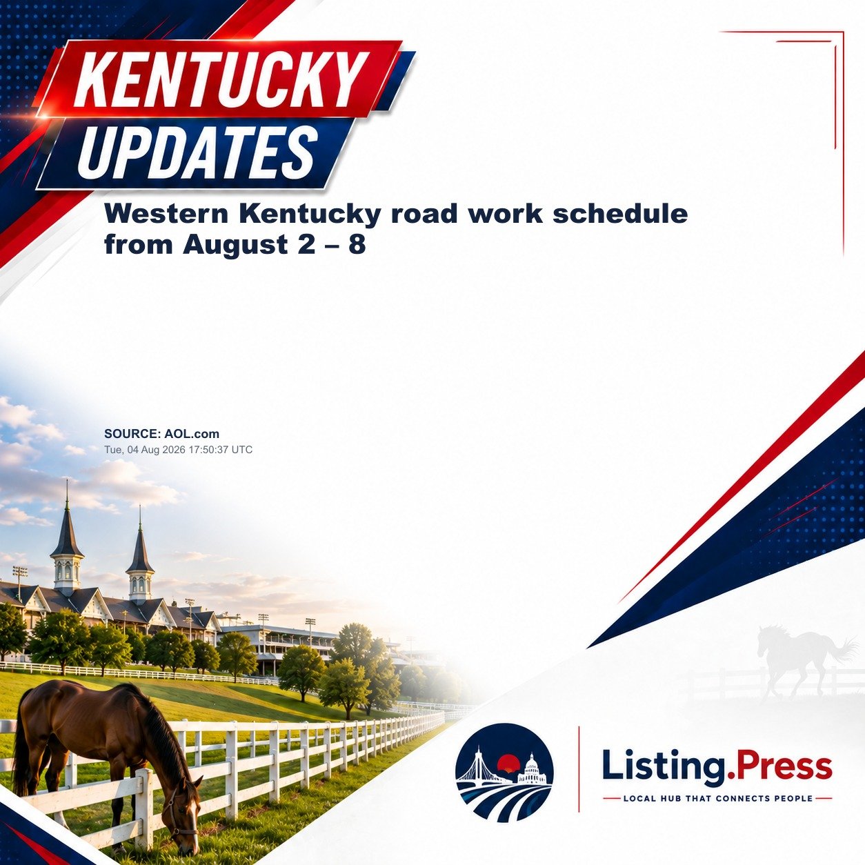 Western Kentucky road work schedule from August 2 – 8