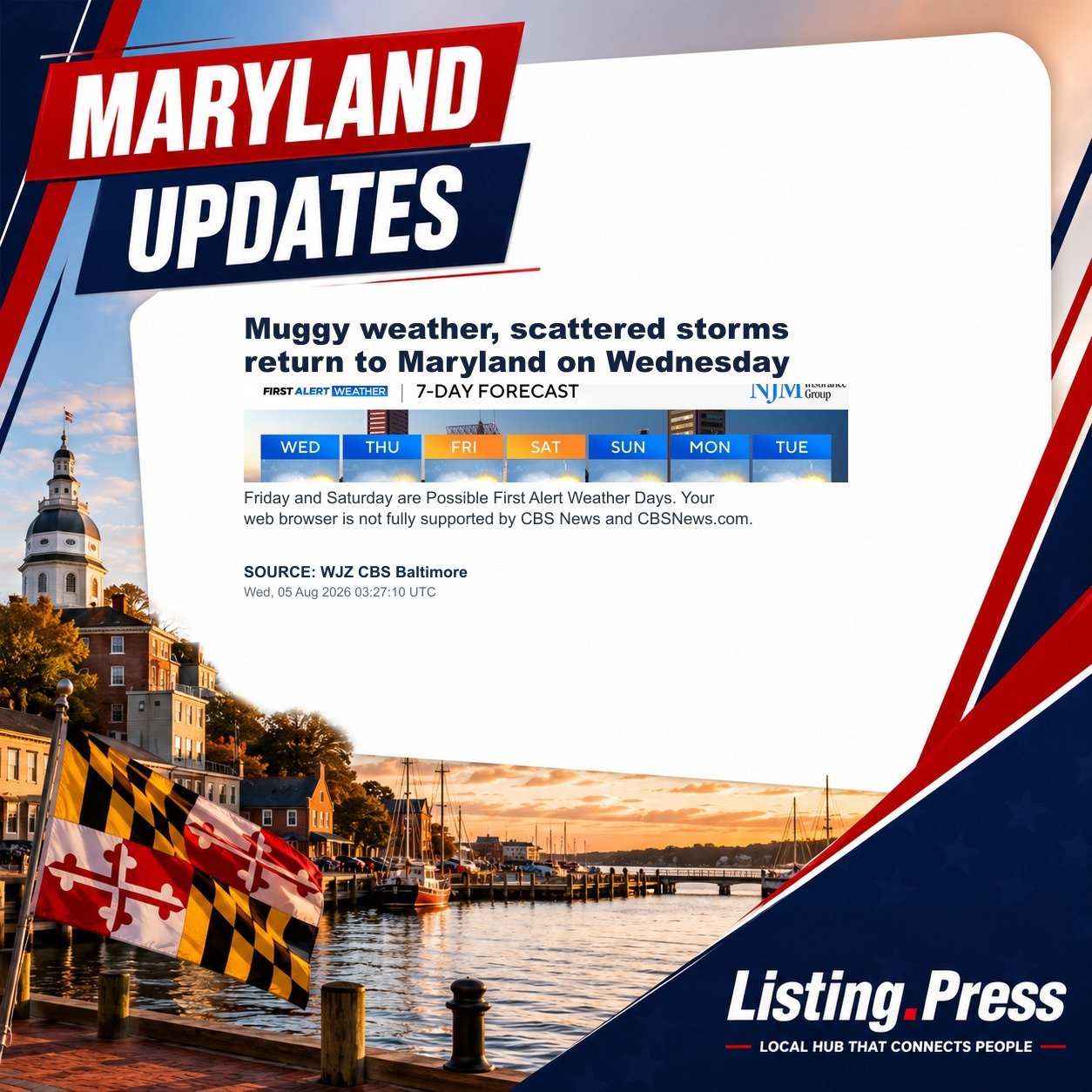 Muggy weather, scattered storms return to Maryland on Wednesday
