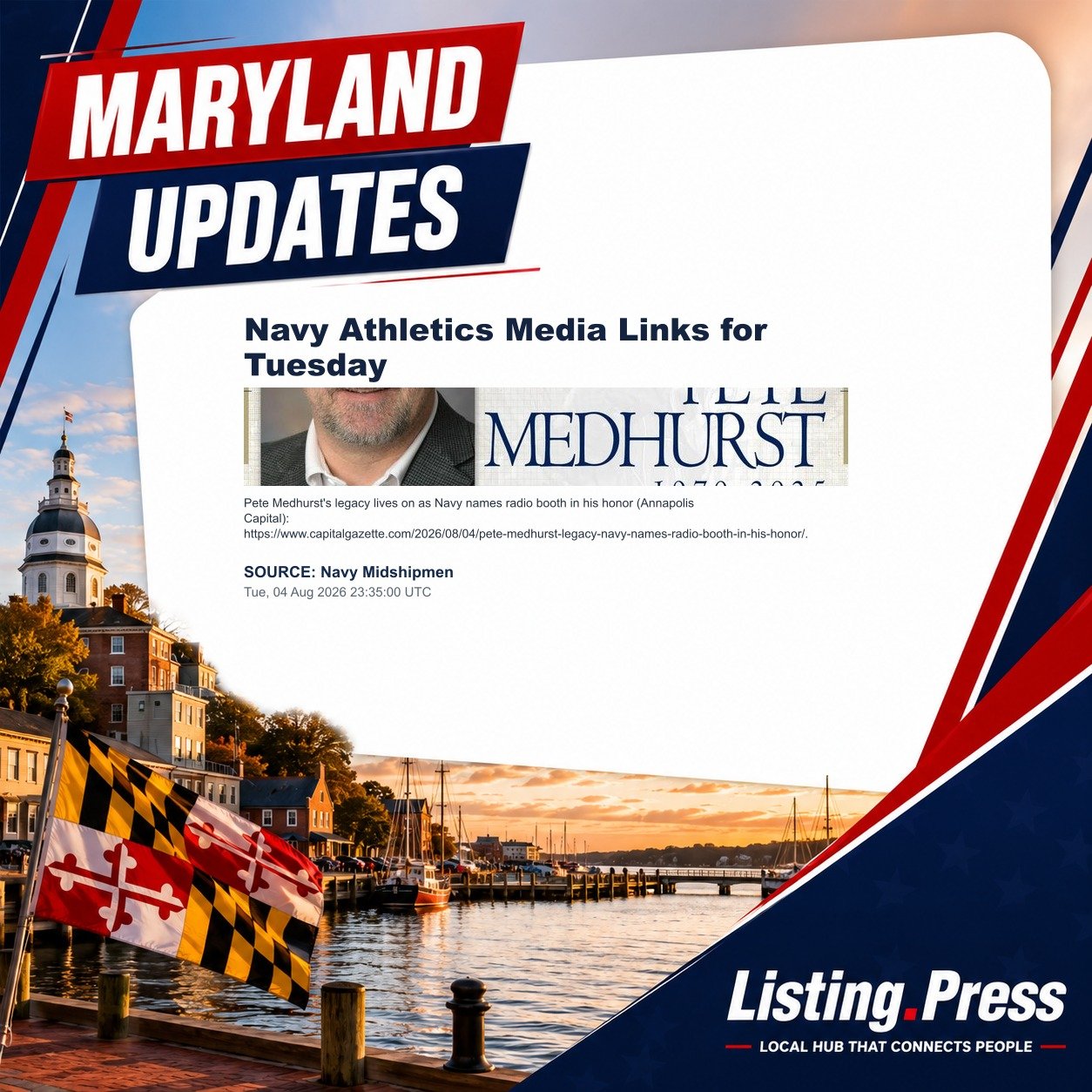 Navy Athletics Media Links for Tuesday