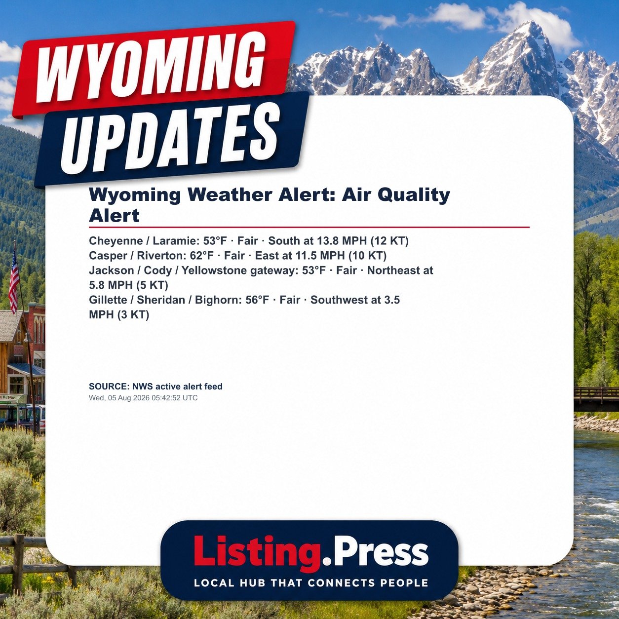Wyoming Weather Alert: Air Quality Alert