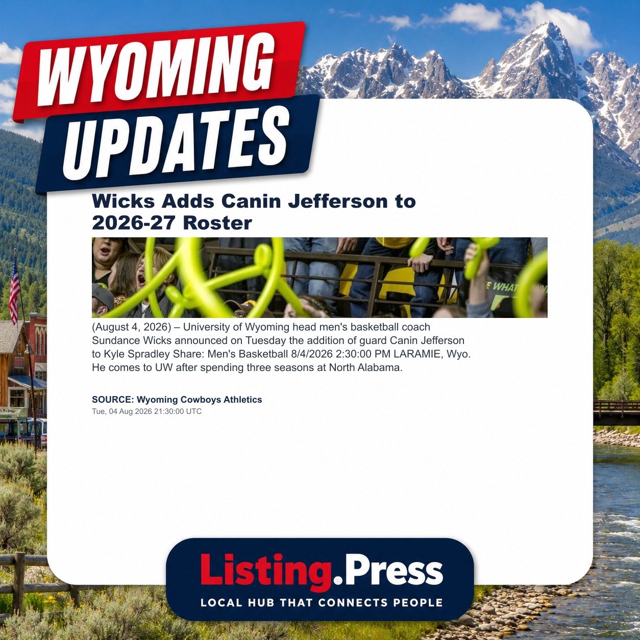 Wicks Adds Canin Jefferson to 2026-27 Roster
