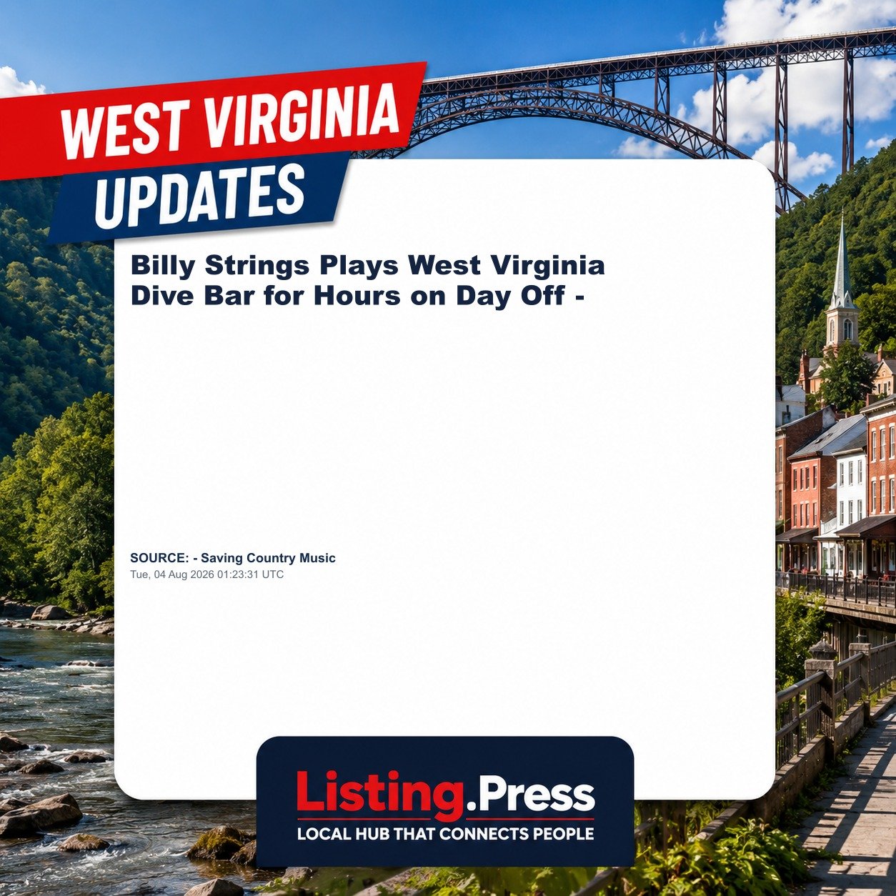 Billy Strings Plays West Virginia Dive Bar for Hours on Day Off -