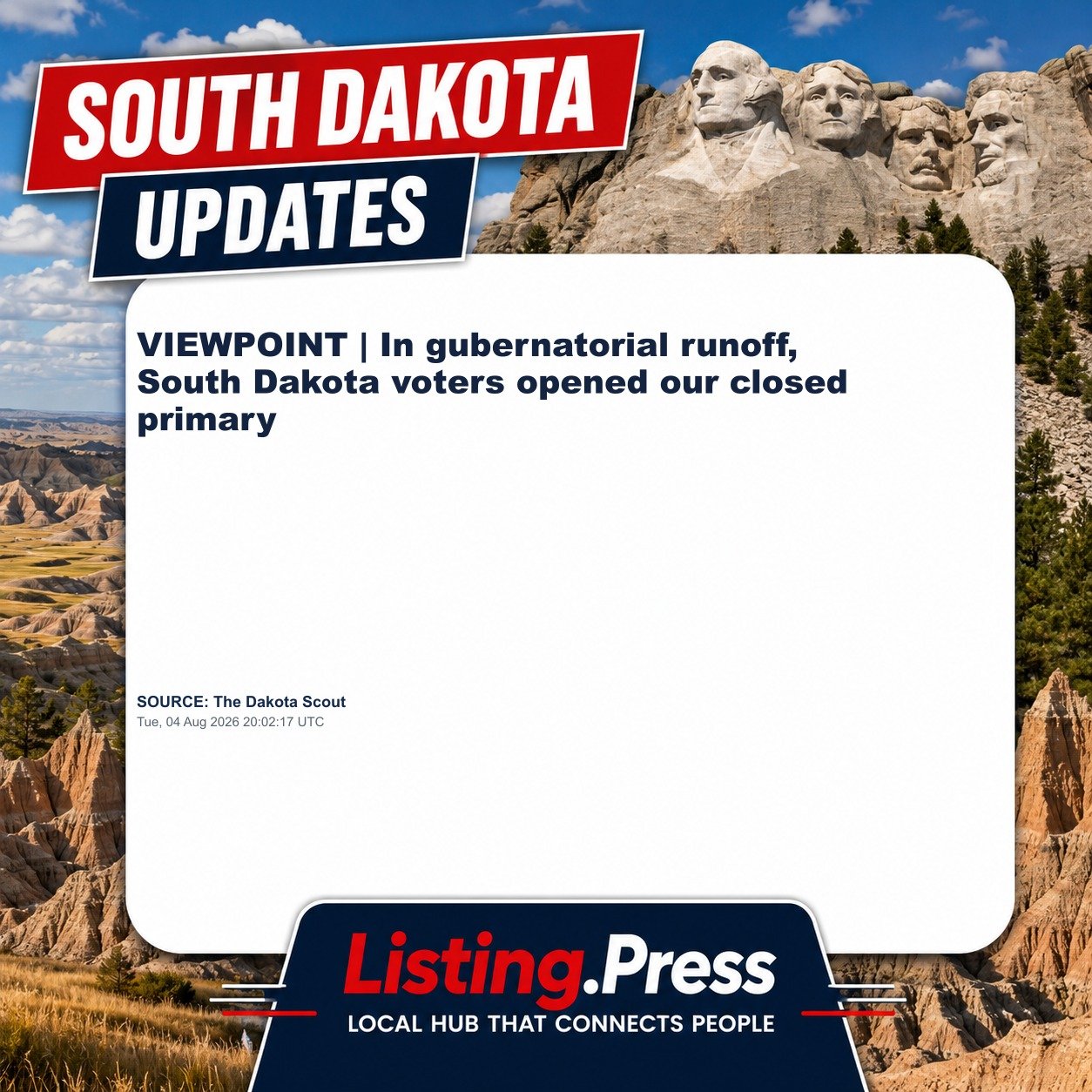 VIEWPOINT | In gubernatorial runoff, South Dakota voters opened our closed primary
