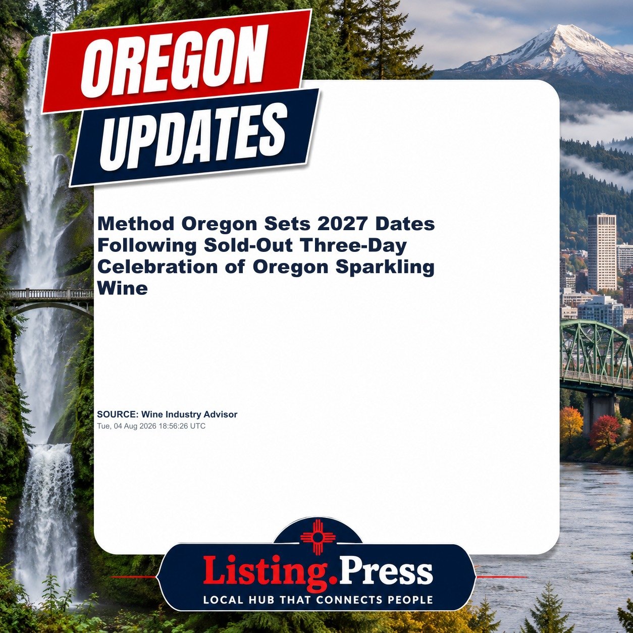 Method Oregon Sets 2027 Dates Following Sold-Out Three-Day Celebration of Oregon Sparkling Wine