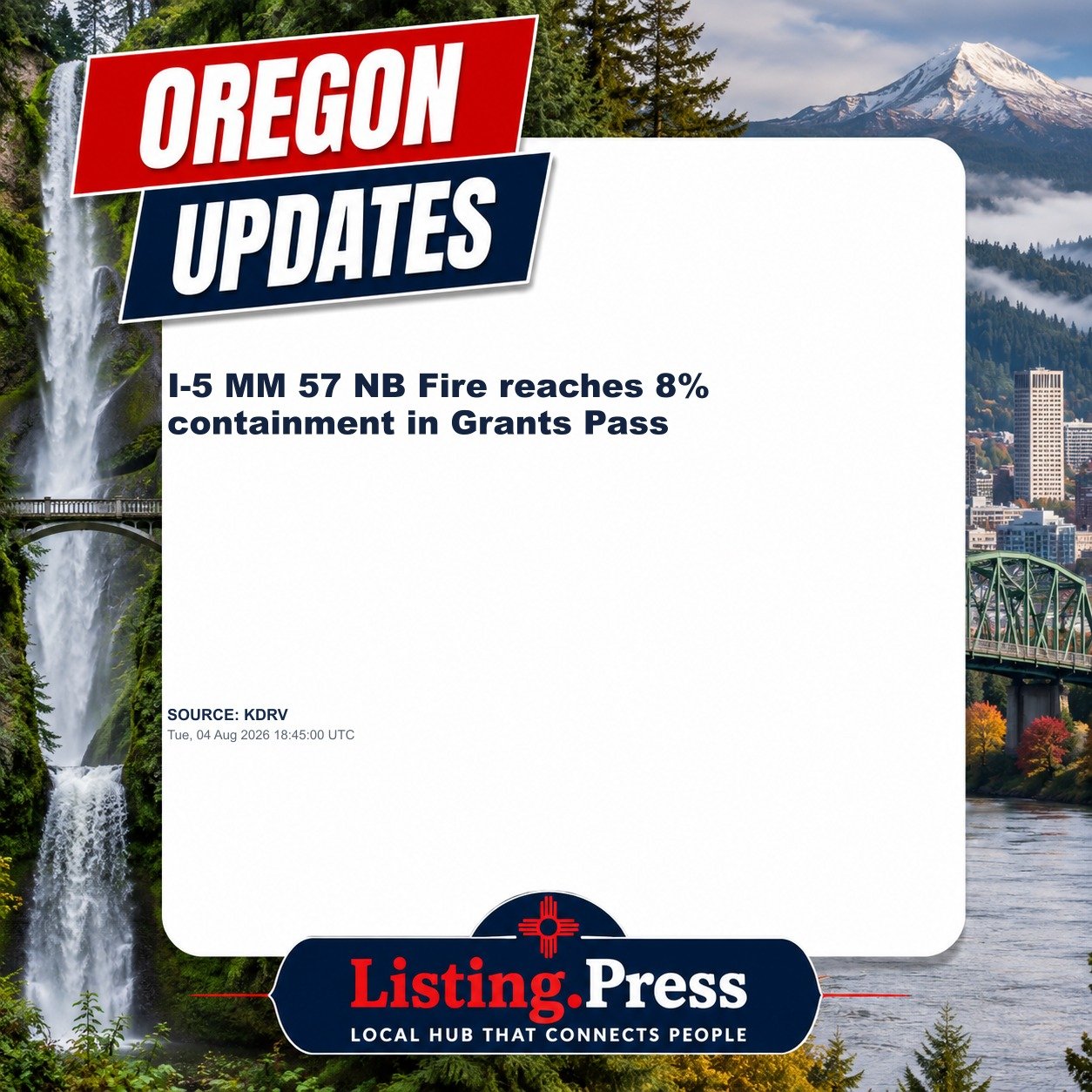 I-5 MM 57 NB Fire reaches 8% containment in Grants Pass