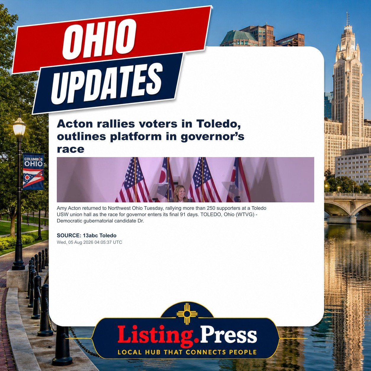 Acton rallies voters in Toledo, outlines platform in governor’s race