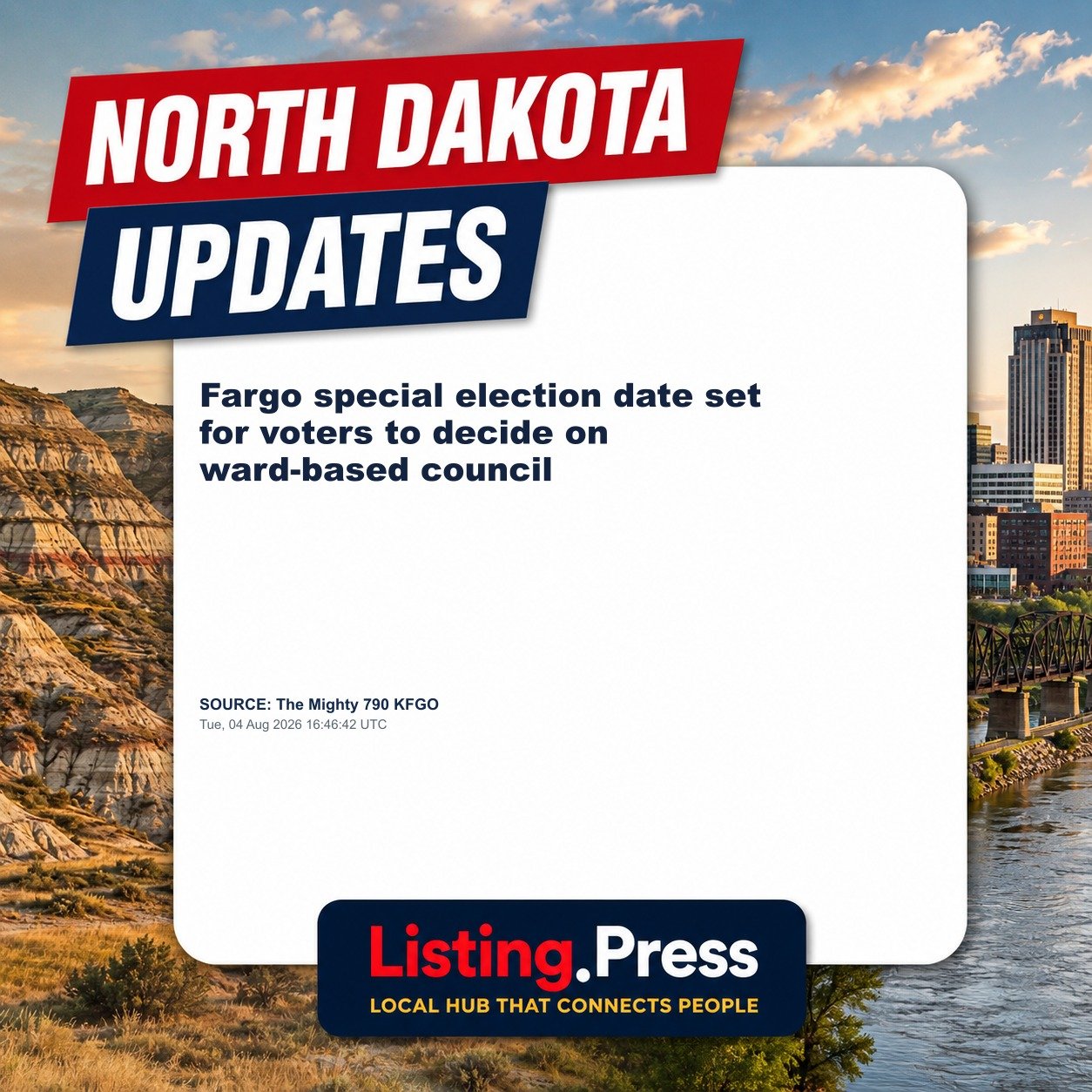 Fargo special election date set for voters to decide on ward-based council