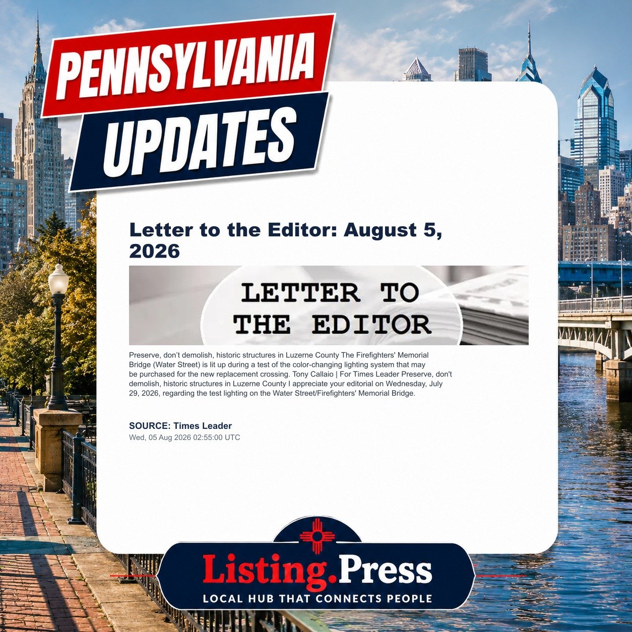 Letter to the Editor: August 5, 2026