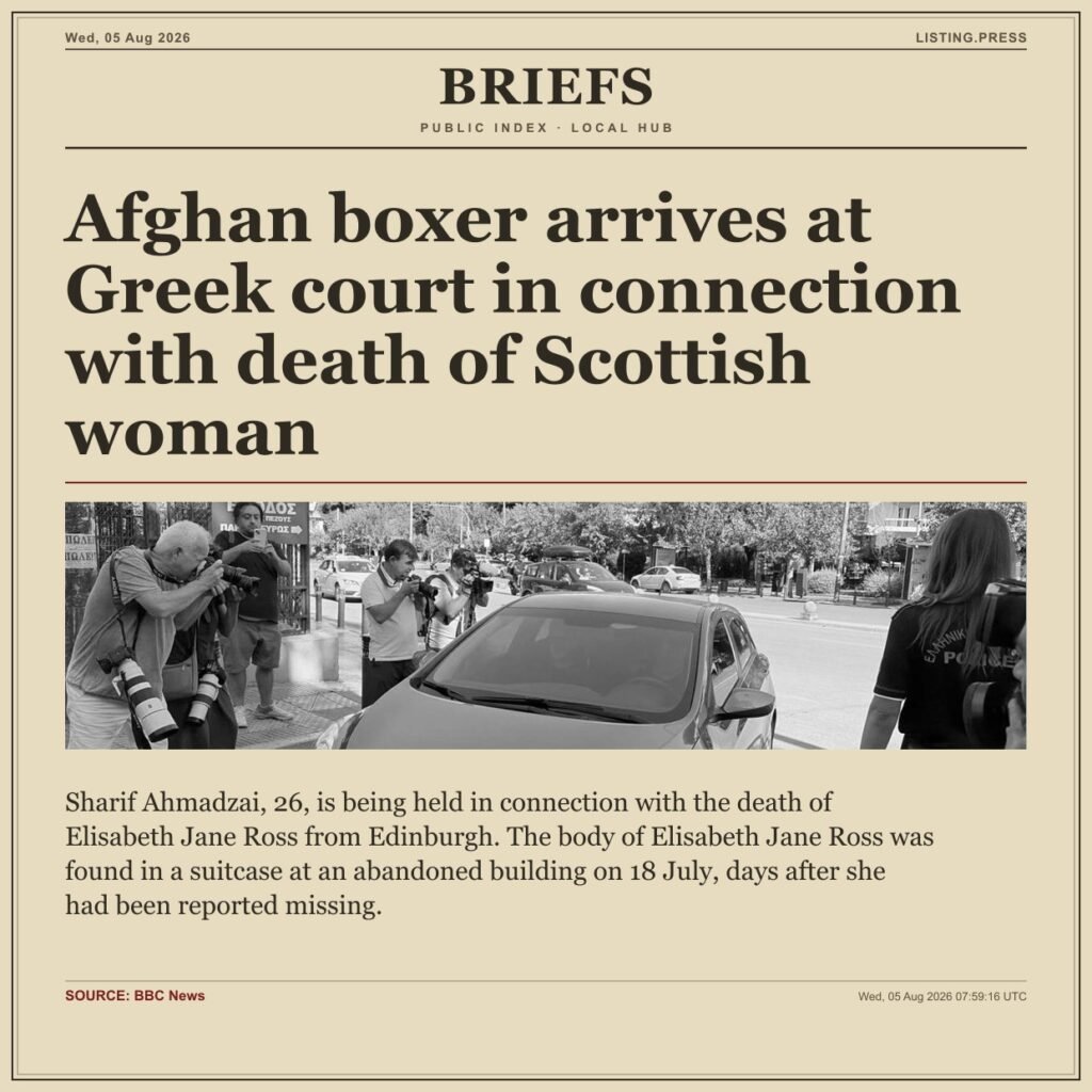 Afghan boxer arrives at Greek court in connection with death of Scottish woman