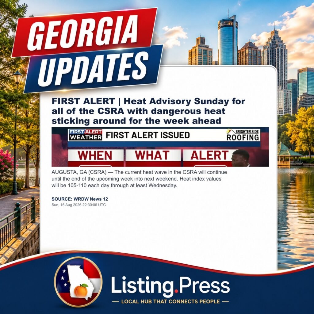 FIRST ALERT | Heat Advisory Sunday for all of the CSRA with dangerous heat sticking around for the week ahead