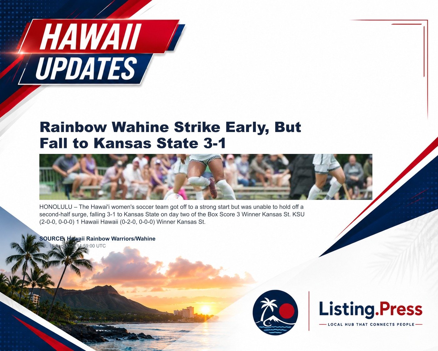 Rainbow Wahine Strike Early, But Fall to Kansas State 3-1