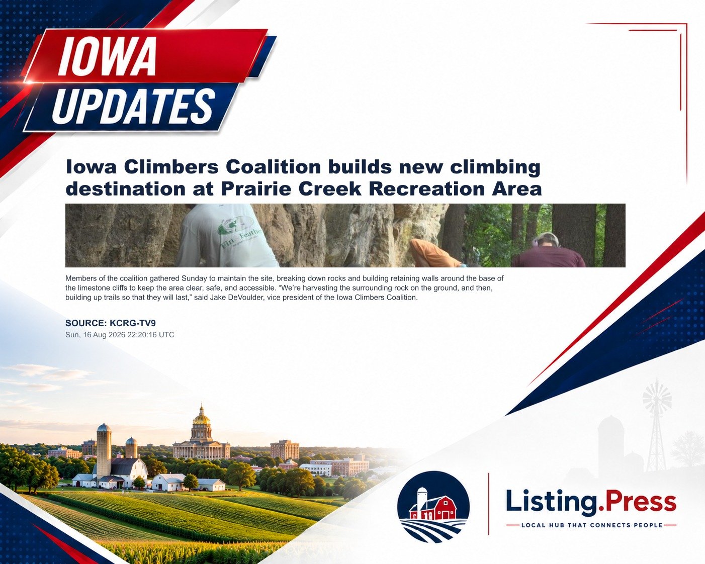 Iowa Climbers Coalition builds new climbing destination at Prairie Creek Recreation Area