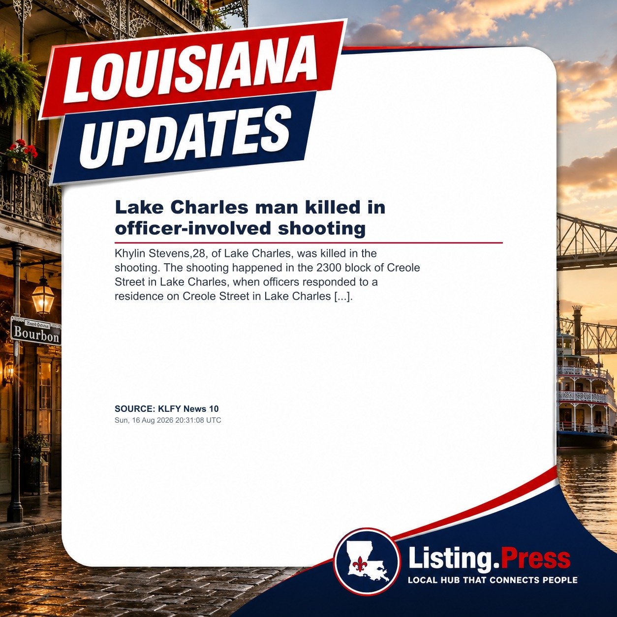 Lake Charles man killed in officer-involved shooting