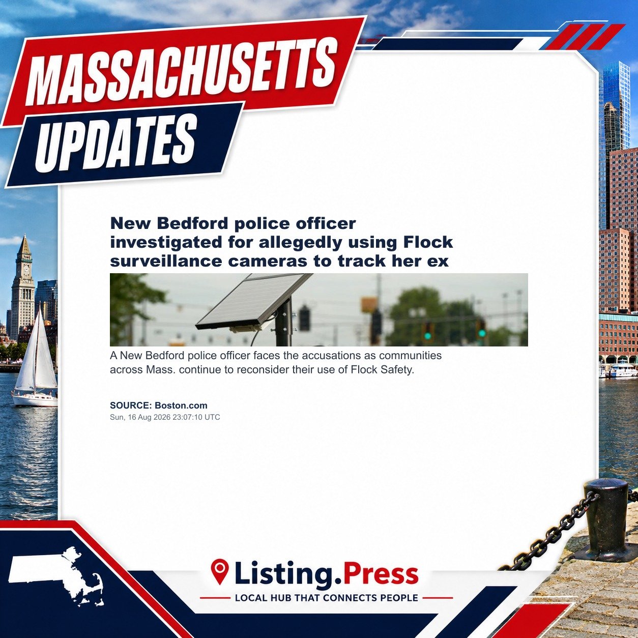 New Bedford police officer investigated for allegedly using Flock surveillance cameras to track her ex