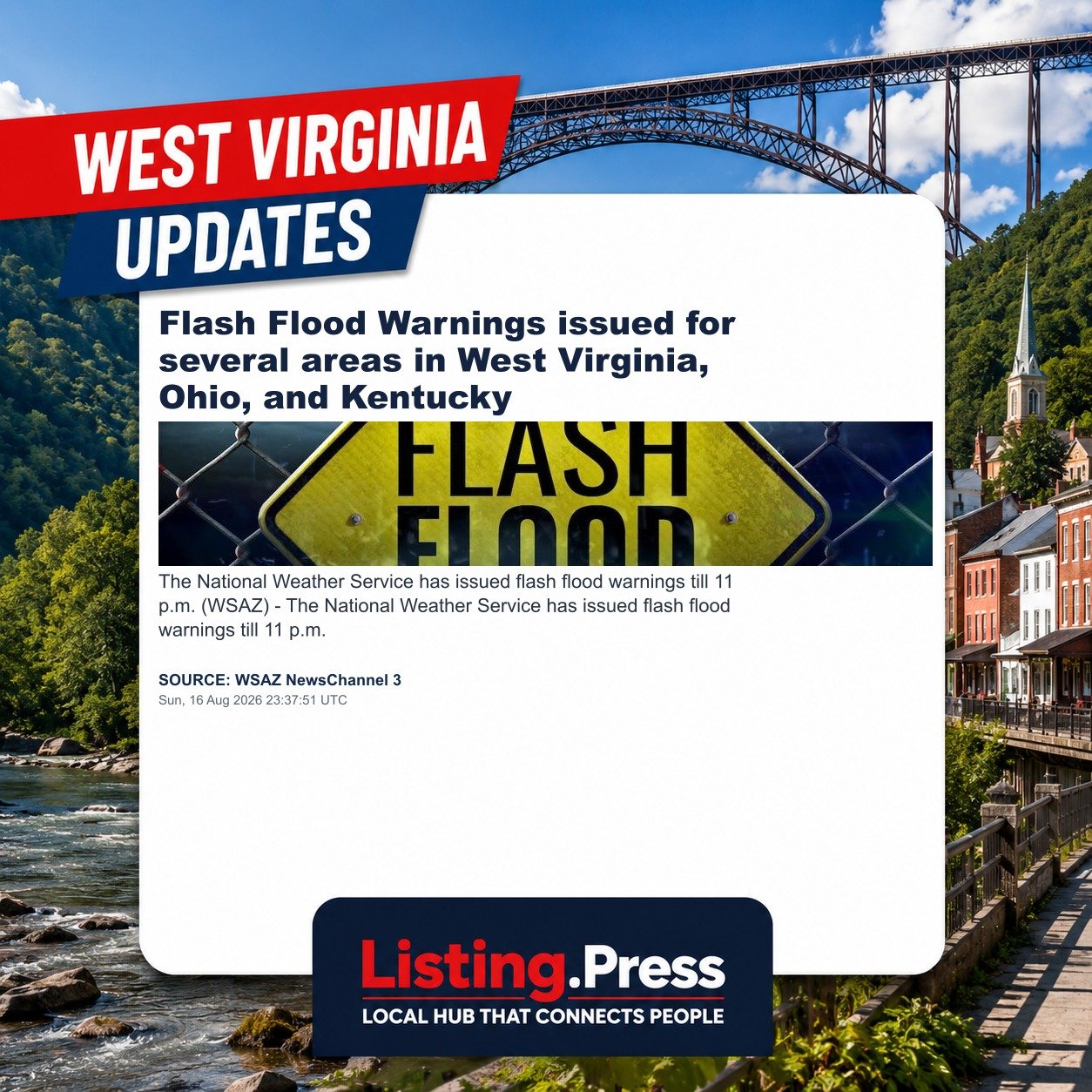 Flash Flood Warnings issued for several areas in West Virginia, Ohio, and Kentucky