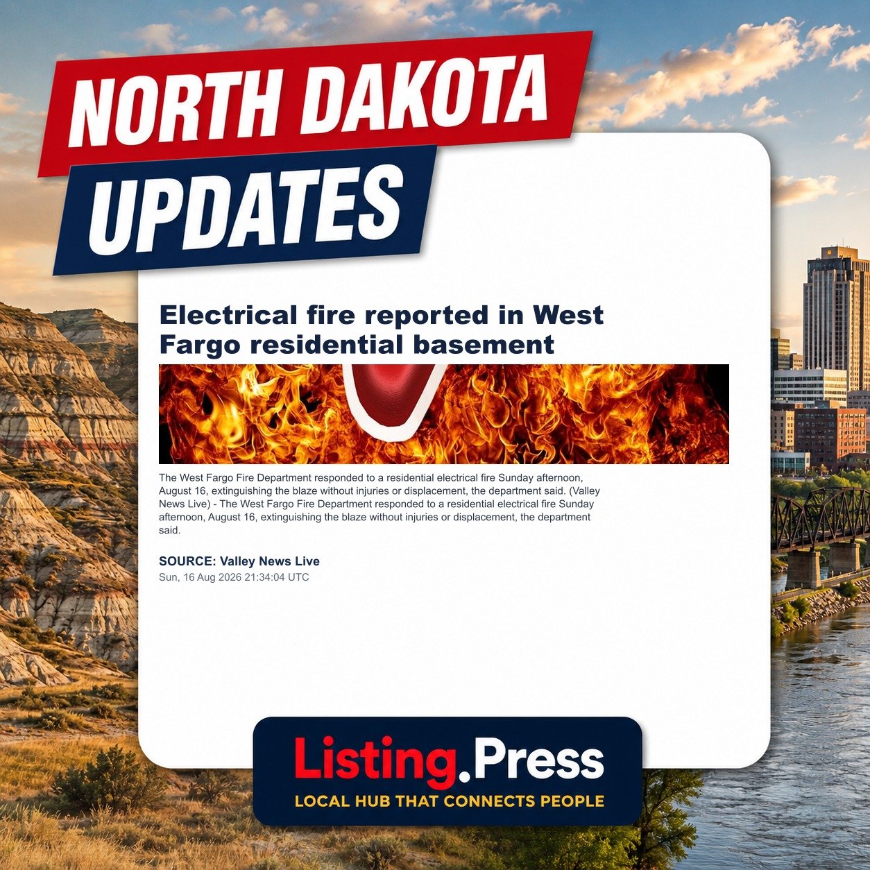Electrical fire reported in West Fargo residential basement