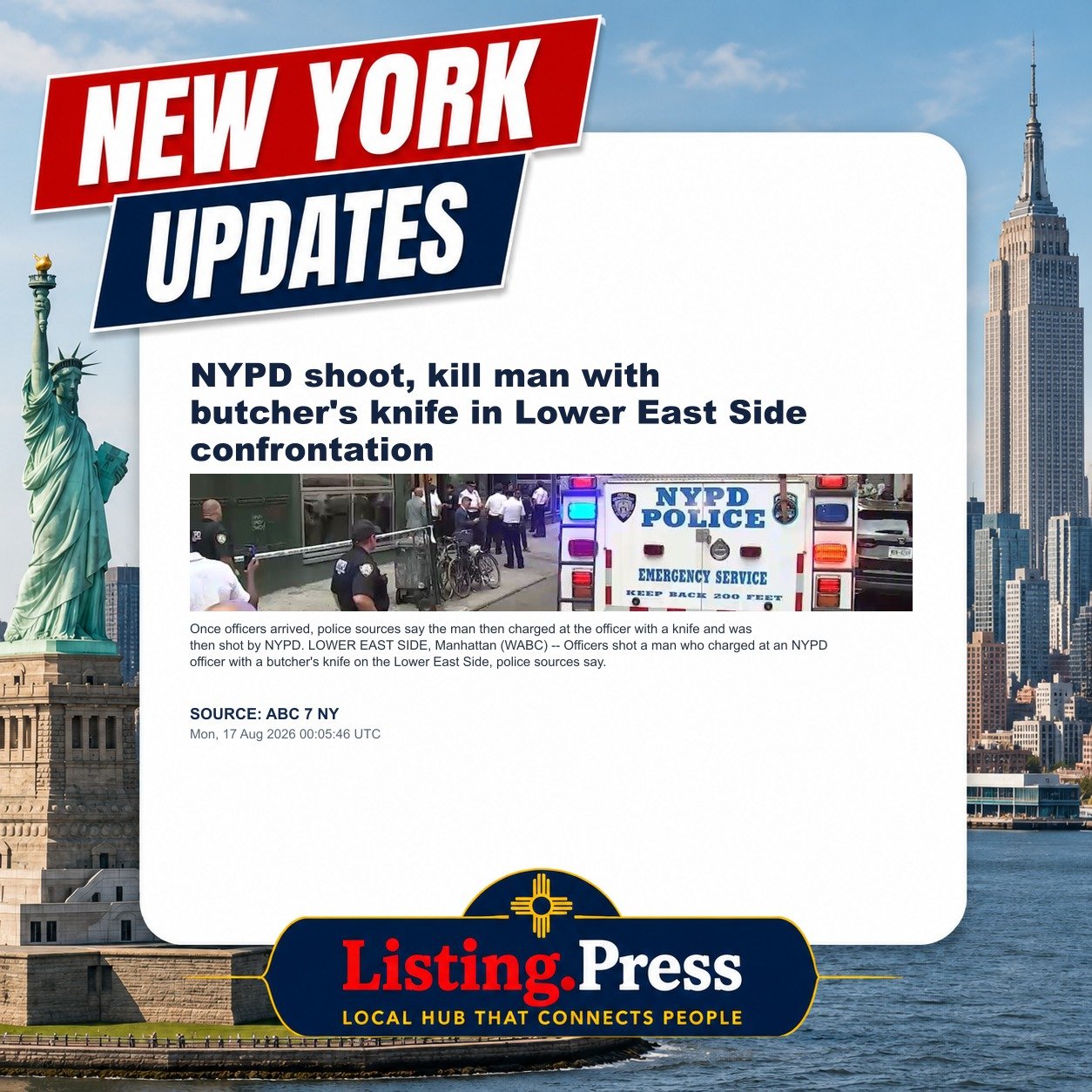 NYPD shoot, kill man with butcher's knife in Lower East Side confrontation