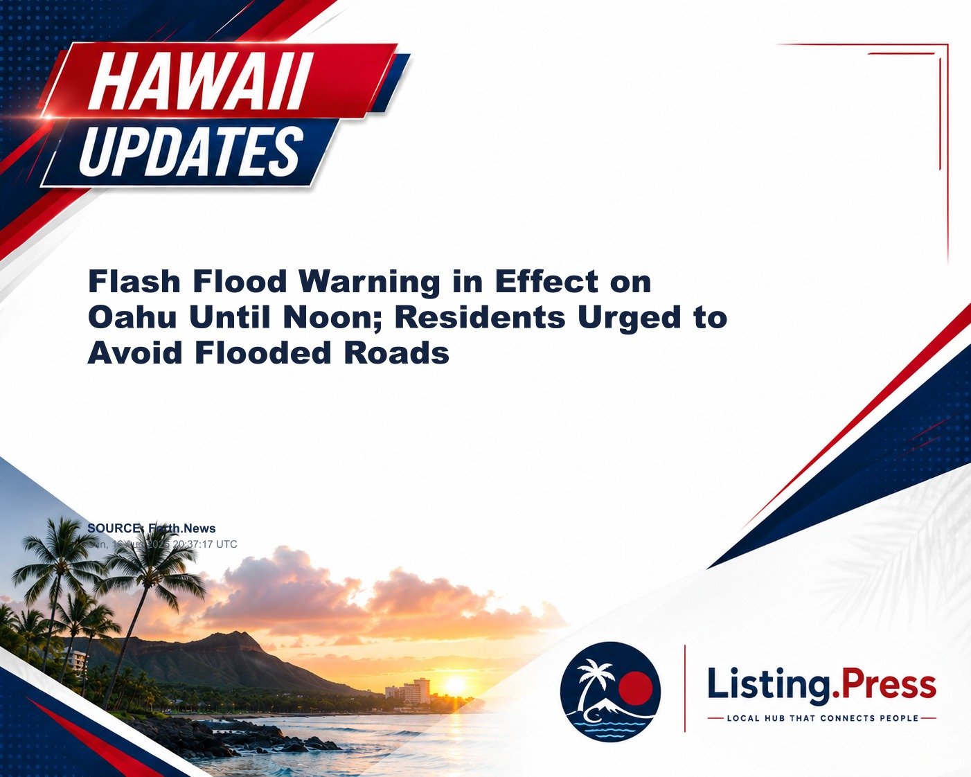 Flash Flood Warning in Effect on Oahu Until Noon; Residents Urged to Avoid Flooded Roads