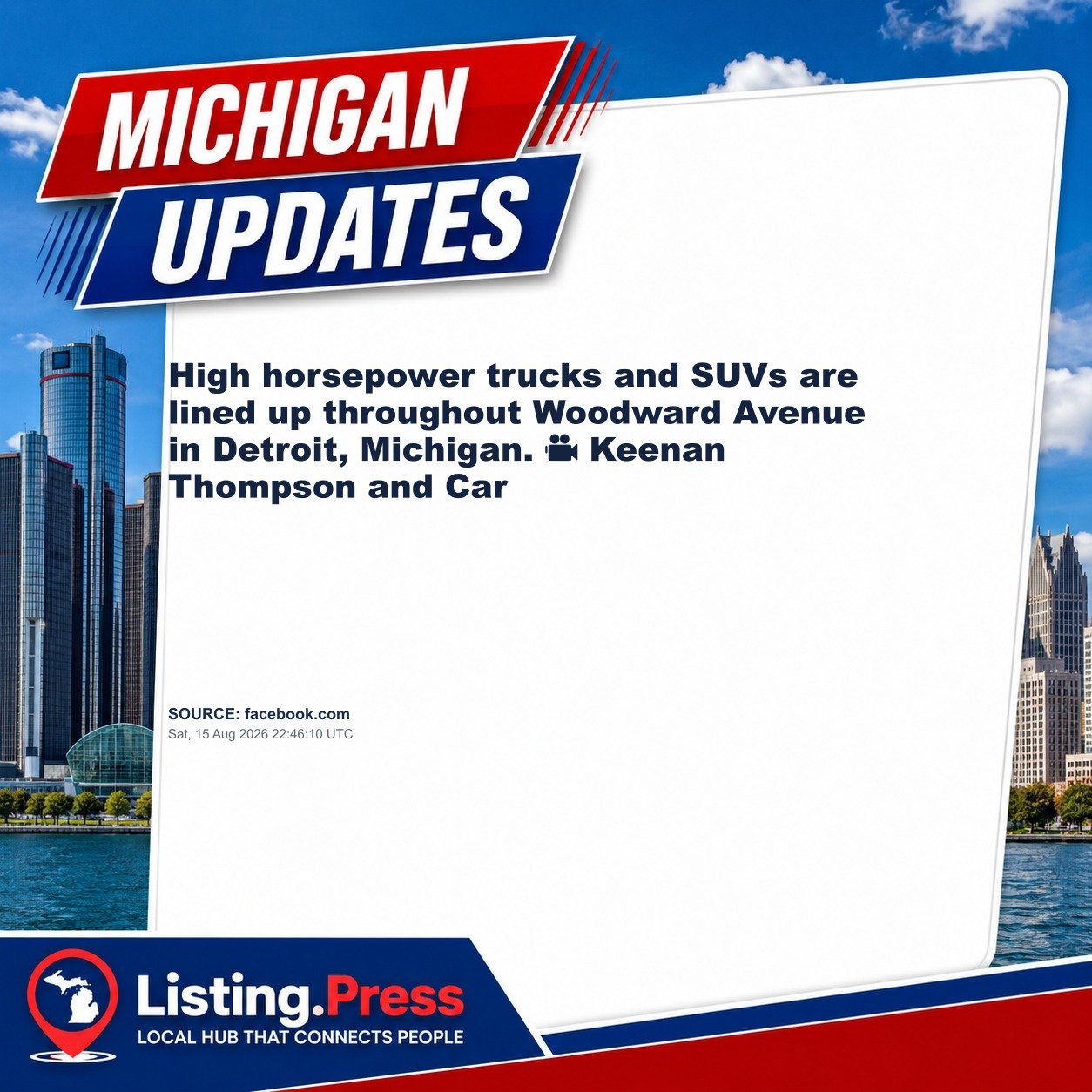 High horsepower trucks and SUVs are lined up throughout Woodward Avenue in Detroit, Michigan. 🎥 Keenan Thompson and Car