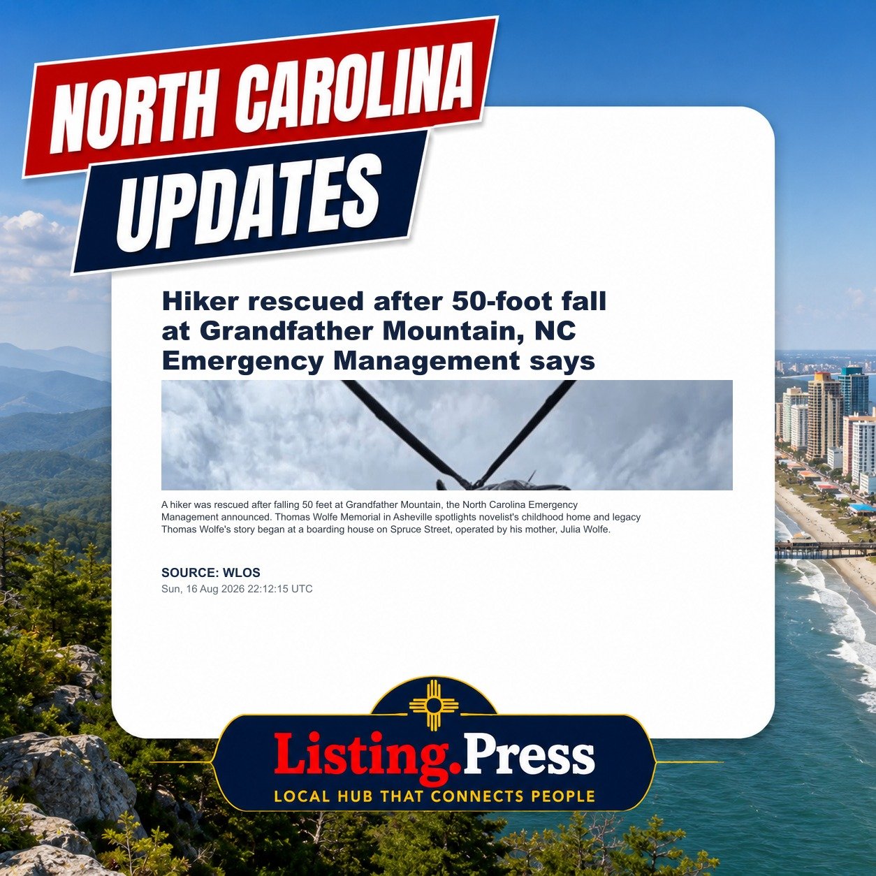 Hiker rescued after 50-foot fall at Grandfather Mountain, NC Emergency Management says