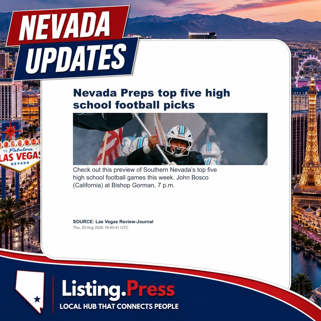 Nevada Preps top five high school football picks