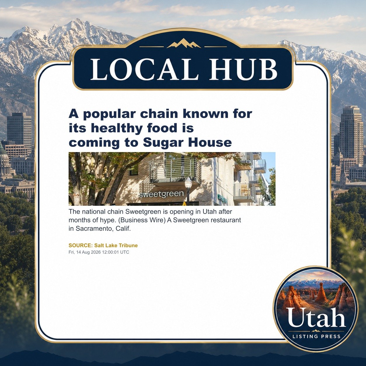 A popular chain known for its healthy food is coming to Sugar House