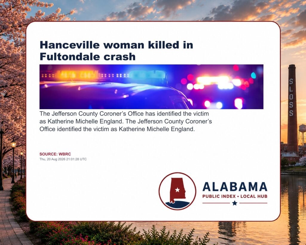 Hanceville woman killed in Fultondale crash